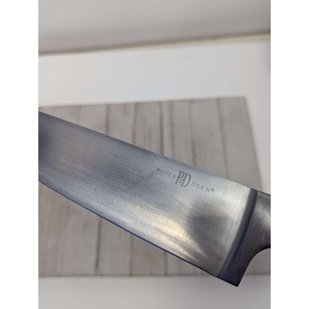 Paula Deen Chef Knife Stainless Steel Red Handle 8" Blade 13-1/2" Long - Picture 4 of 12